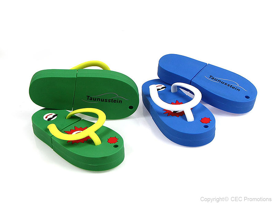 usb-stick fun funny flip-flop blau grün custom, CustomProdukt, PVC