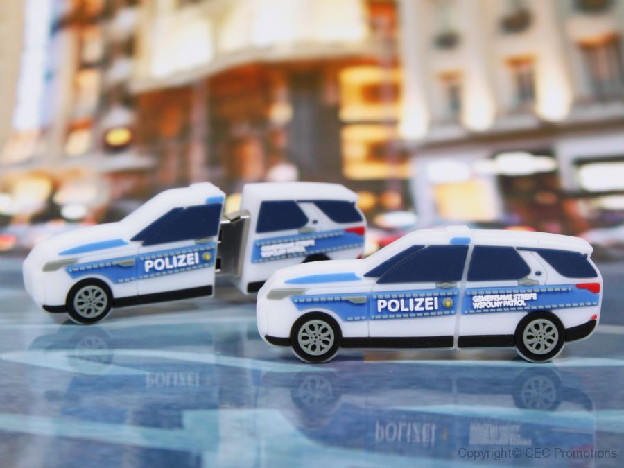 usb stick auto polizei verkehr polizeiauto werbung