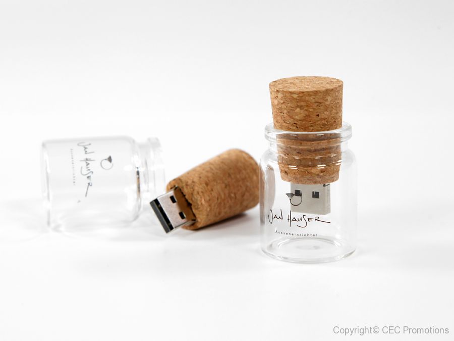 usb stick kork glas mit logo