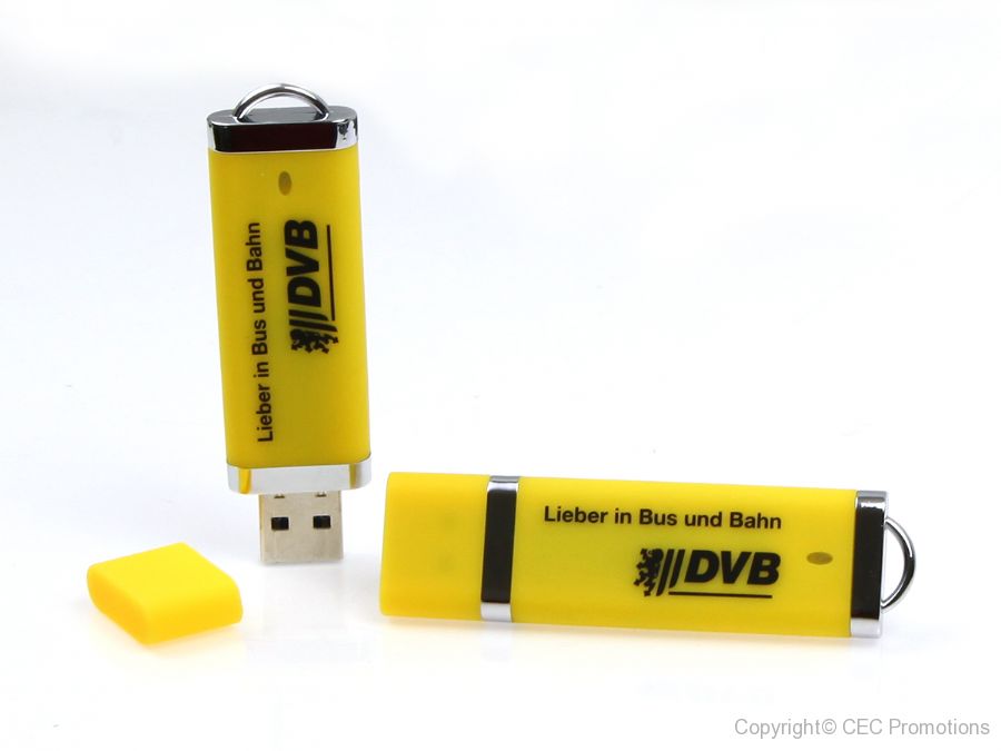 usb stick kunststoff flach klassisch DVB gelb logo verkehr bund verband bus bahn