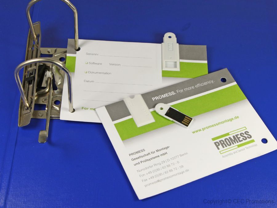 usb stick postkarte papier gelocht werbung