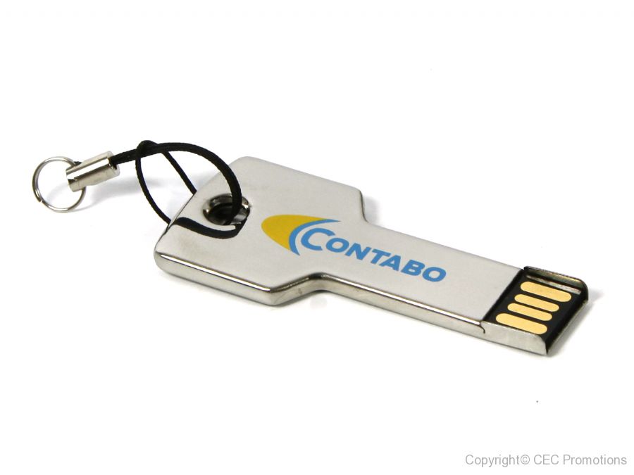 usb stick schluessel silber glanz logo blau gelb