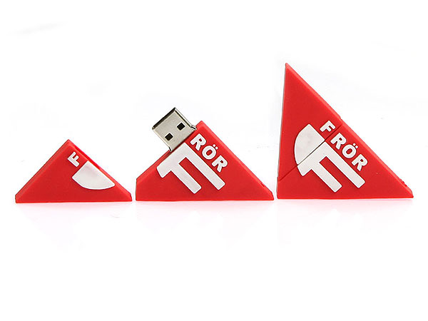 logo dreieckig, USB-Stick Sonderanfertigung Logo Frör rot, CustomLogo, PVC