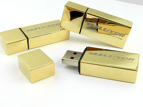 Goldener USB-Stick graviert luxor hochwertig, Metall.10