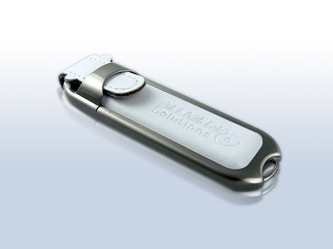 Leder-USB-Stick weiss gepraegt edel, Leder.02