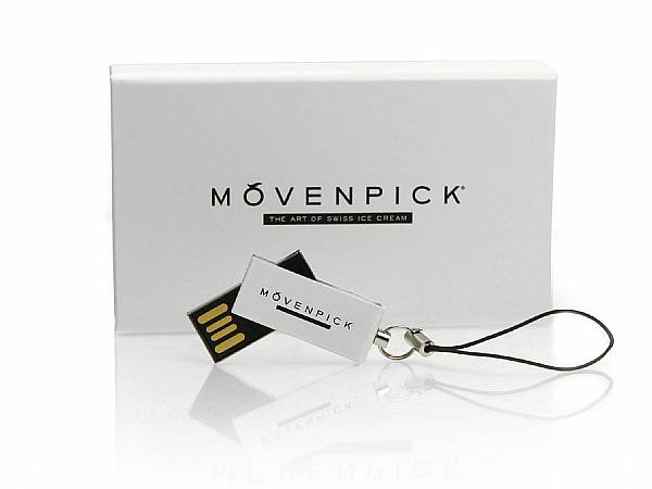 Mini USB Stick Micro mövenpick weiss logo aufdruck