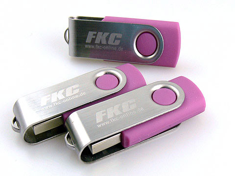 Rosa Sonderfarbe USB-Stick mit Logo-Gravur, Metall.01