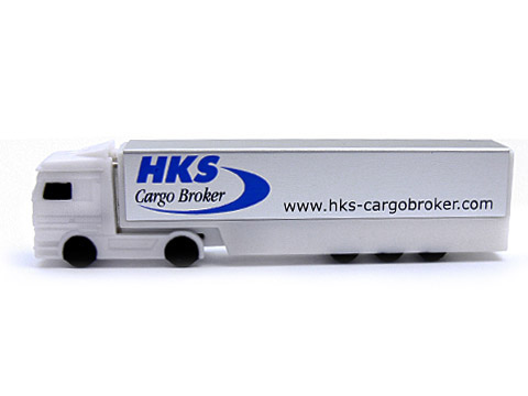 USB-Stick Truck LKW bedruckt weiss Geschenkartikel, USB-Truck