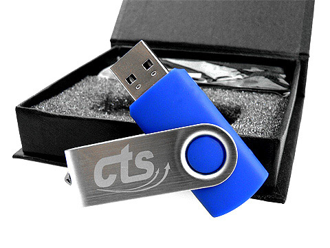 USB-Stick cts blau drehbar metall lasergravur, Metall.01