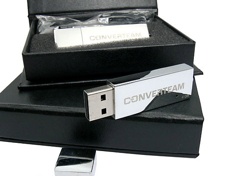 USB-Stick hochglanz edel schwer converteam, Metall.04