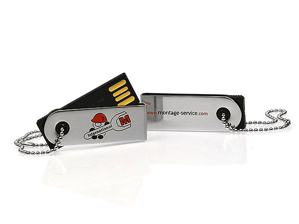 montage service international mini usb stick klein silber bedruckt