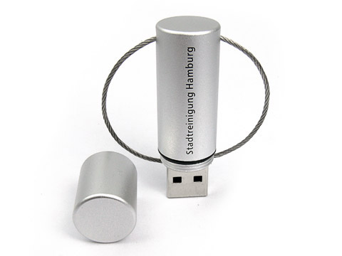 Alu-17 USB-Stick aluminium silber bedruckt, schraubverschluss, Alu.17