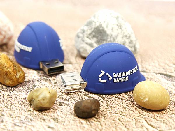 Bauhelm USB Stick Helm blau Bauindustrie logo.JPG