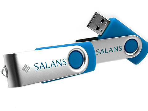 Blauer swing buegel metall usb-stick Logo, Metall.01