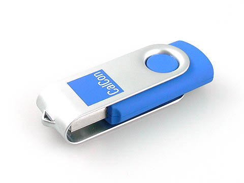 CalCon USB-Stick mit Firmenlogo blau, Metall.01