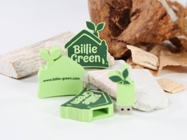 custom logo usb stick green haus bio