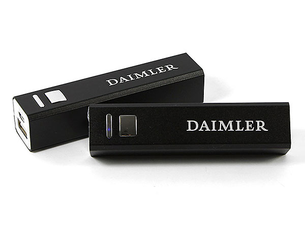 schwarz powerbank Daimler Lasergravur 