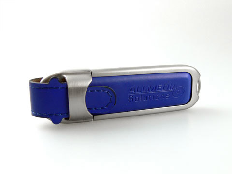 Edler Leder USB-Stick blau m Praegung, Leder.02