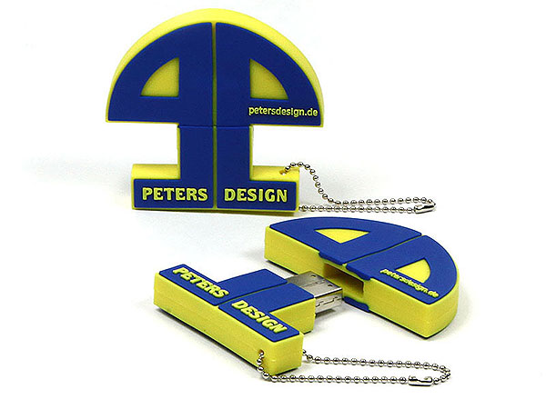 usb-stick-logo-freiform-100.html, Firmenlogo, Kundenlogo, Firma, blau, gelb, CustomLogo, PVC