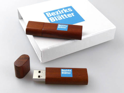 Holz-USB-Stick dunkel edel bedruckt Box, Holz.02