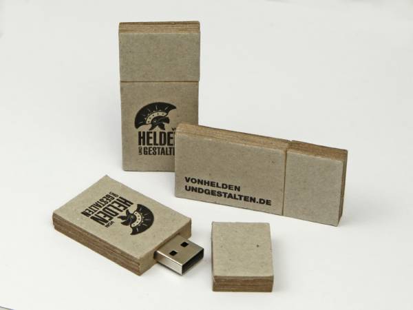 USB-Stick im kreativen Design mit Karton-Gehäuse und Platz für individuelles Logo. Ideal für Werbezwecke.