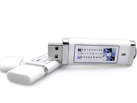 Kunststoff-USB-Stick klassisch weiss mit Logo, Kunststoff.10