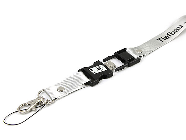 Schlüsselband USB-Stick bedruckt Lanyard USB Aufdruck Logo Tiefbau