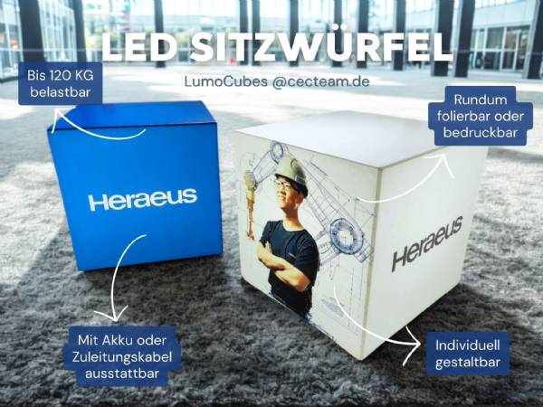 led sitzwuerfel mit print logo heräus