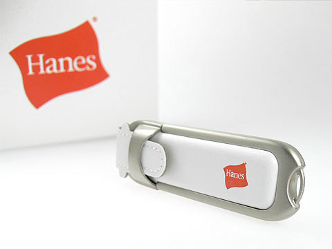 Leder-USB-Stick Hanes Logo Werbeartikel, Leder.02