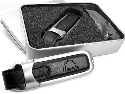 Leder-USB-Stick praegung schwarz edel, Leder.02