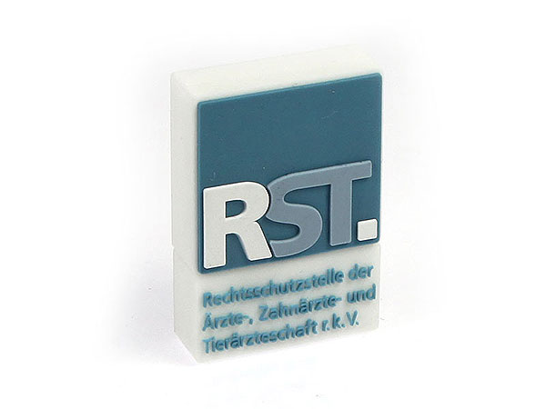 Logo rechteckig, grünblau, pvc, weiß, CustomLogo, PVC