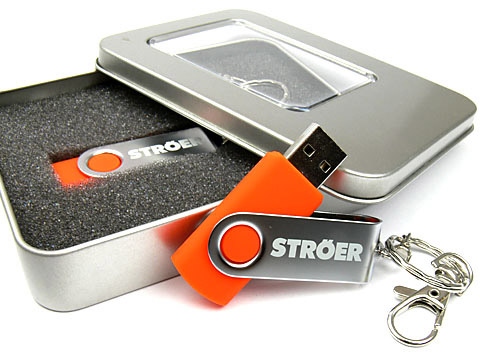 Metall-01 USB-Stick ornage Gravur Ströer, Metall.01