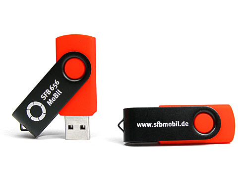 Metall-01 USB-Stick rot-schwarz bedruckt, Metall.01