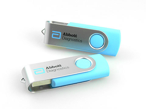 Metall-buegel USB-Stick hellblau bedruckt, Metall.01