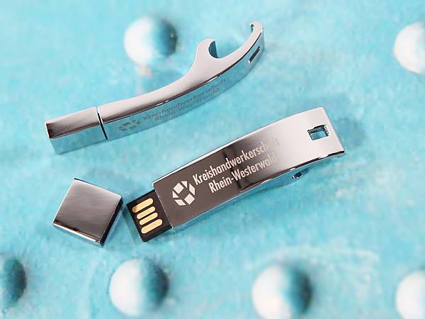 metall usb stick flaschenöffner logo