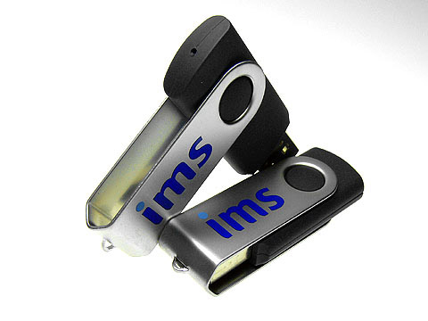 Metall Swing Buegel USB-Stick schwarz Logo, Barato