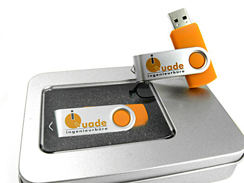 Metall Swing USB-Stick buegel orange logo, Metall.01