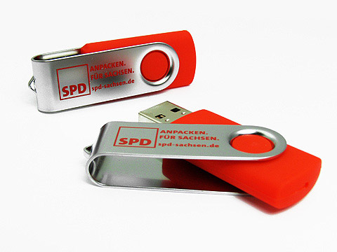 Metall USB-Stick SPD roter Aufdruck, Metall.01, famous,