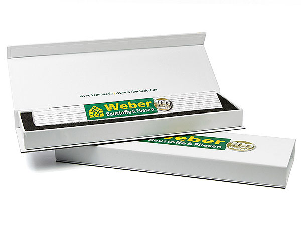 Meterstab Zollstock Verpackung Box Aufdruck Digitaldruck Geschenkbox