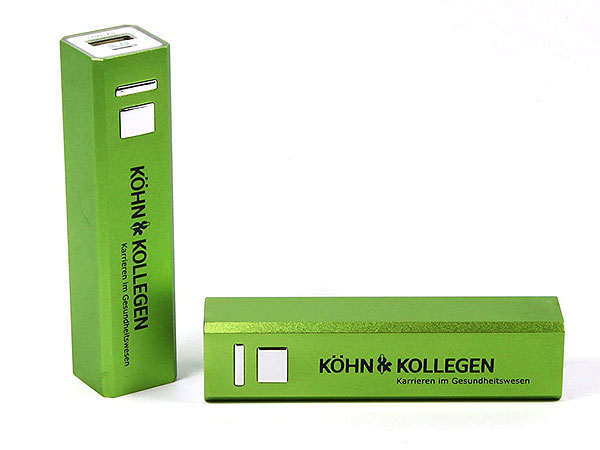 grün, powerbank, akku, ladegerät, handy, logo