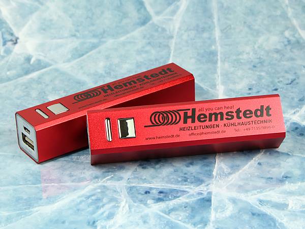 rote powerbank mit logo bedrucken hemstedt