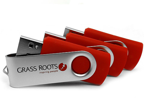 Roter-USB-Stick Metallbuegel bedruckt, Metall.01