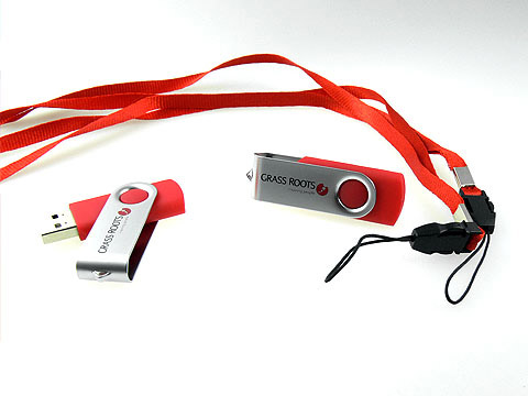 Roter USB-Stick Metallbuegel bedruckt, Metall.01