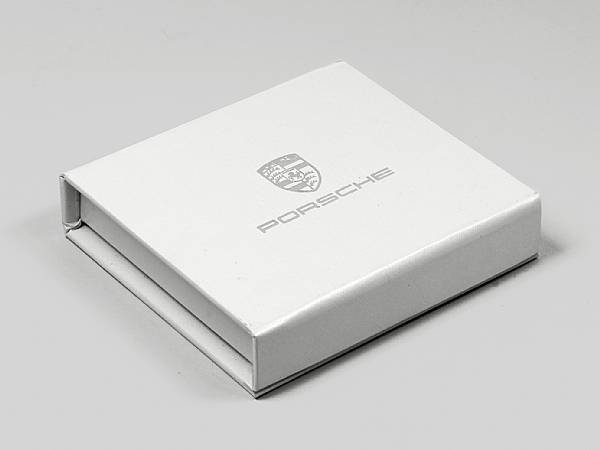 silberdruck geschenkverpackung auto porsche