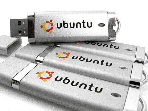 Silberne USB-Sticks Ubuntu, Kunststoff.10