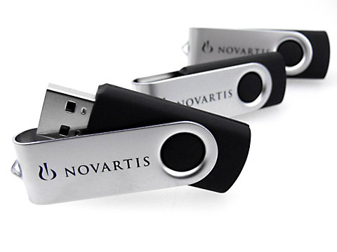 Swing-Buegel-USB-Stick schwarz Firmenlogo, Barato
