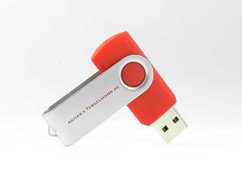 Swing USB-Stick Metall-Buegel rot Aufdruck, Metall.01, famous,