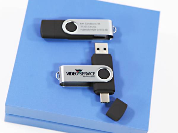 usb c dual stick mit logodruck farbig