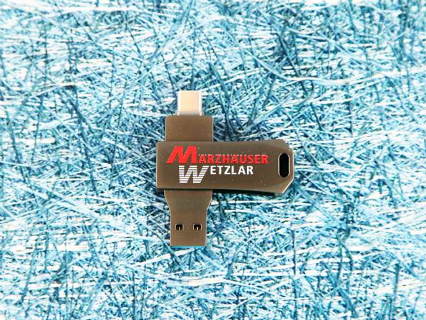 usb dual stick vollmetall mit logo druck