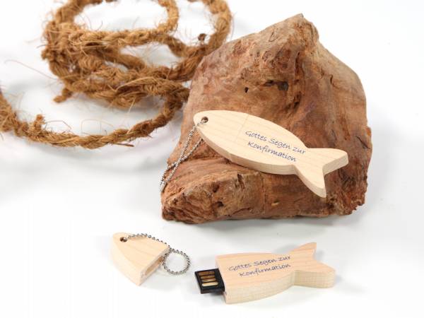 usb holzfisch holz fisch religion konfirmation hellbraun natur